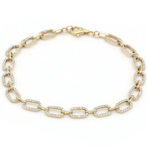 14k Gold Diamond Link Bracelet 1.69ct G-H SI-VS Luxury Sparkle 7" Lobster Clasp